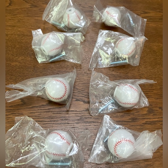 8 BASEBALL knobs w/screws,still sealed packages-ready for your baseball nut! - Picture 2 of 2